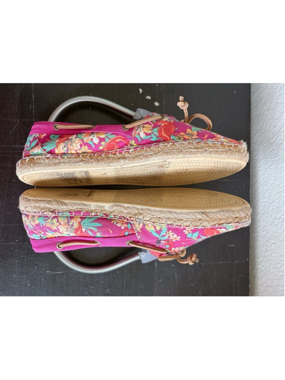 Sperry Top-Sider Womens Size 9.5 Pink Floral Flamingo Tropical Espadrille Flats - Picture 11 of 13